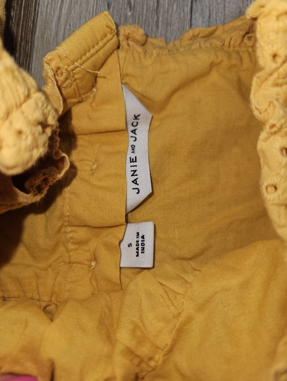 Janie And Jack Eyelet Puff Sleeve Dress Girls Size 5 Golden Apricot
